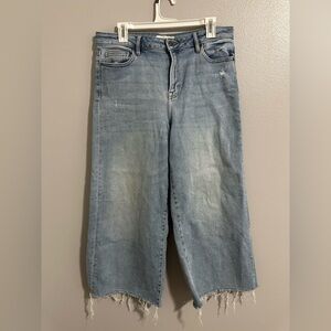 Chic Light Blue Wide Leg Jeans inseam about 25 inches